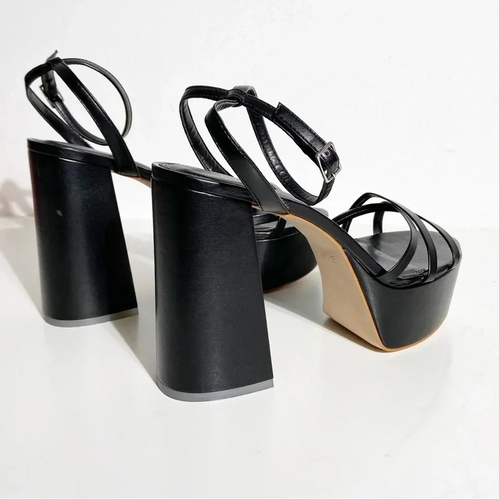 New BLACK SUEDE STUDIO Emani Strappy Platform Sandal in black size 40